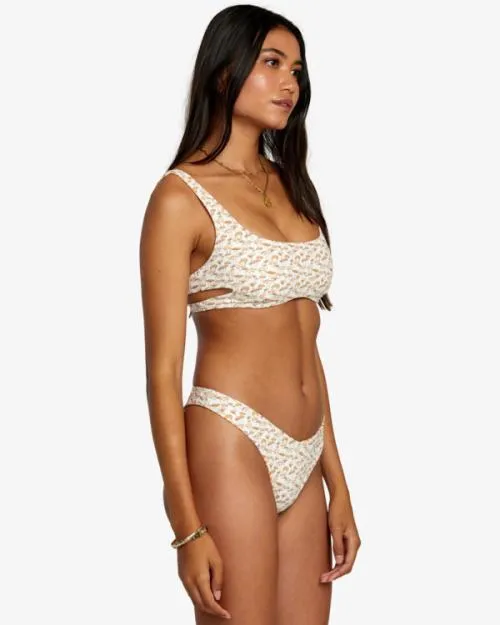 Rvca Micro Magic Reversible Bra Bikini Top Tangerine Women Bikini Tops