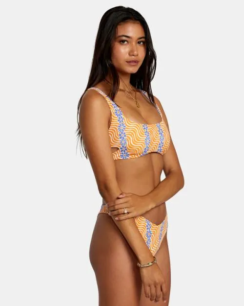 Rvca Micro Magic Reversible Bra Bikini Top Tangerine Women Bikini Tops