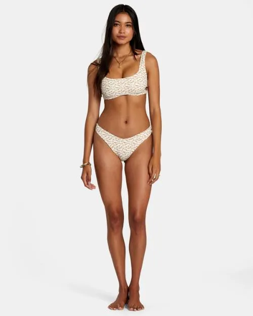 Rvca Micro Magic Reversible Bra Bikini Top Tangerine Women Bikini Tops