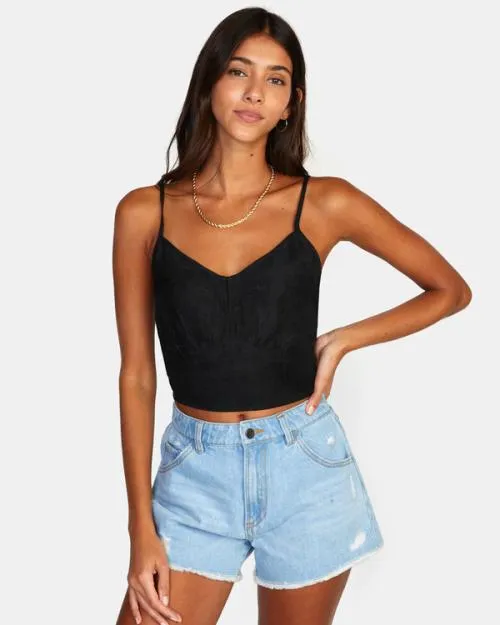 Rvca Moxy Tank Top Black Women Tops
