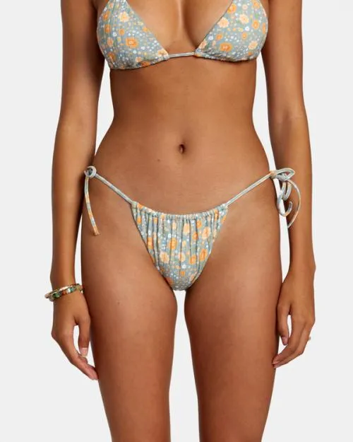 Rvca Mums Wide Rib Tie Skimpy Bikini Bottoms Shale Women Bikini Bottoms