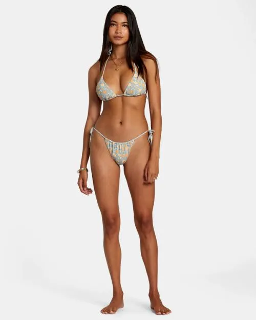 Rvca Mums Wide Rib Tie Skimpy Bikini Bottoms Shale Women Bikini Bottoms