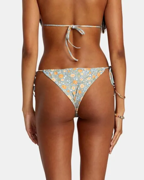 Rvca Mums Wide Rib Tie Skimpy Bikini Bottoms Shale Women Bikini Bottoms