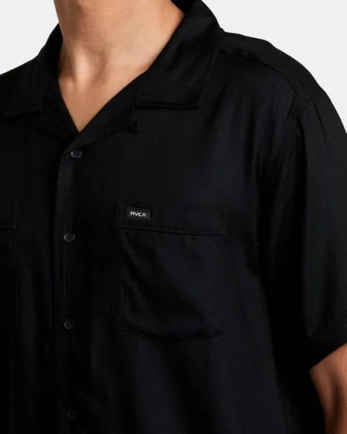 Rvca Neon Dragon Club Short Sleeve Shirt Black Men Shirts and Flannels