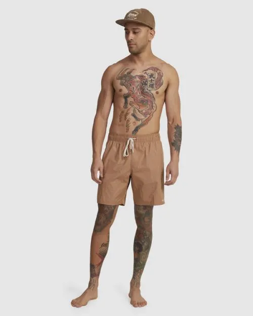 Rvca Opposites Elastic Waist Hybrid Amphibian Shorts Copper Men Shorts and Hybrids
