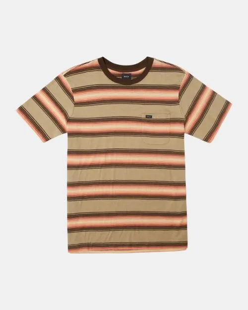 Rvca Polanco Stripe Tee Khaki Men Short Sleeves