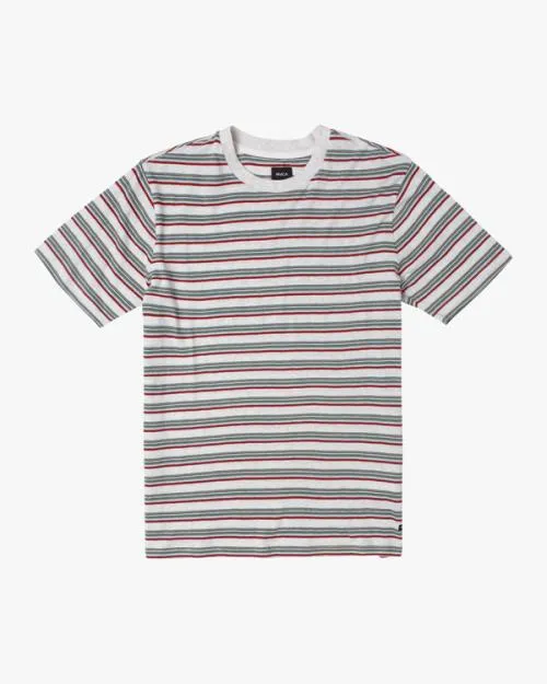 Rvca Ramshackle Micro Stripe Tee Snow White Men Tees and Tanks