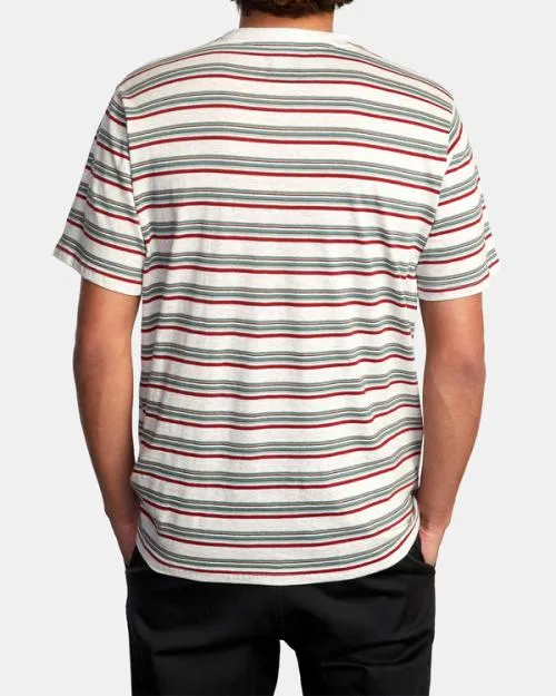 Rvca Ramshackle Micro Stripe Tee Snow White Men Tees and Tanks