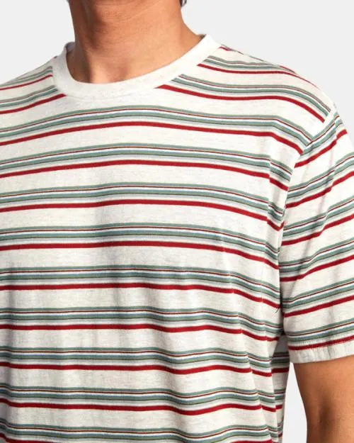 Rvca Ramshackle Micro Stripe Tee Snow White Men Tees and Tanks