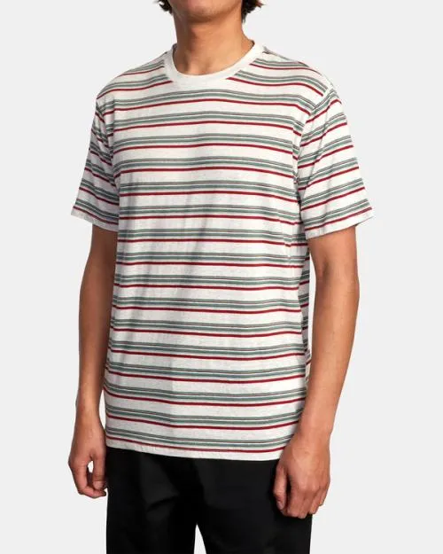 Rvca Ramshackle Micro Stripe Tee Snow White Men Tees and Tanks