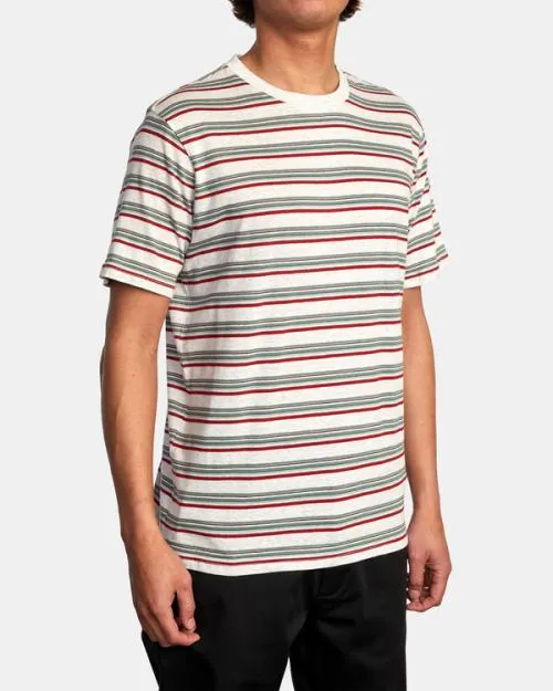 Rvca Ramshackle Micro Stripe Tee Snow White Men Tees and Tanks