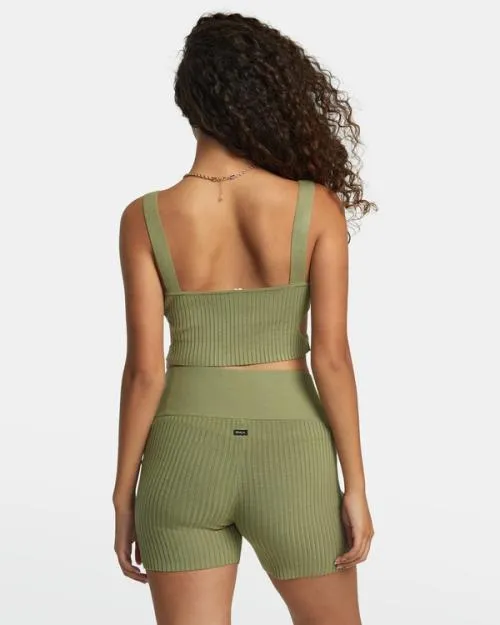 Rvca Rose Namajunas Fever Rib Knit Cropped Tank Top Aloe Women Tops