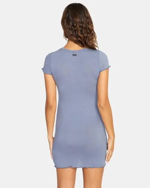 Rvca Rover TShirt Dress Blue Grey Women Dresses and Rompers