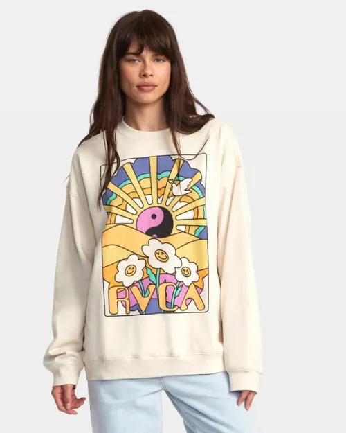 Rvca Someday Sweatshirt Latte Women Hoodies and Fleece