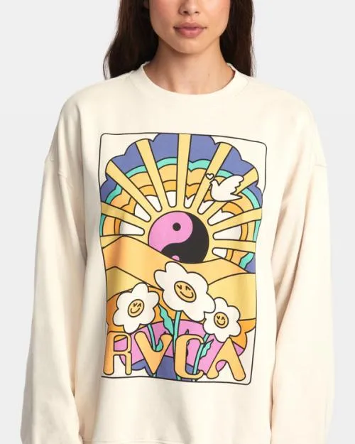 Rvca Someday Sweatshirt Latte Women Hoodies and Fleece