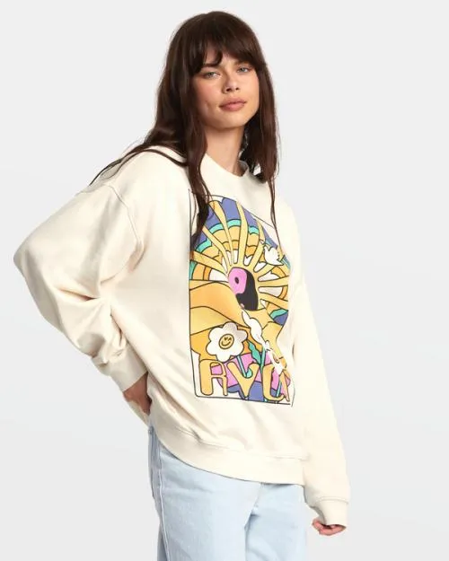 Rvca Someday Sweatshirt Latte Women Hoodies and Fleece