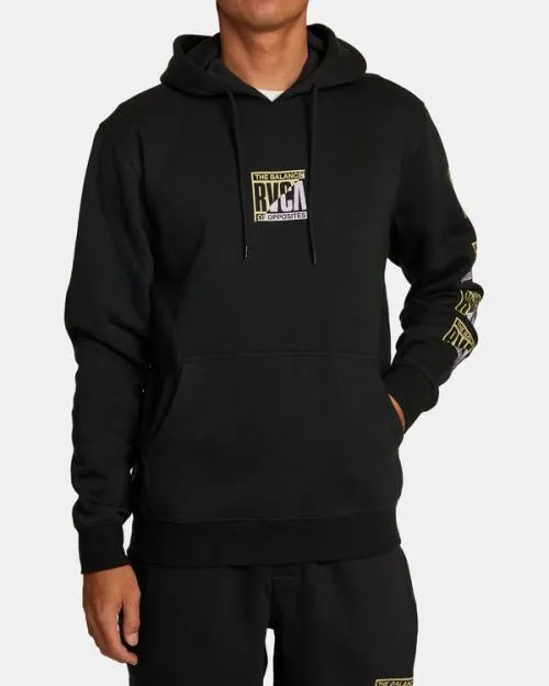 Rvca Splitter Hoodie Black Men Hoodies and Sweatshirts