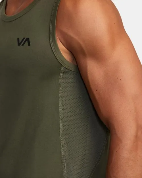 Rvca Sport Vent Tank Top Olive SportMen Tees and Tanks