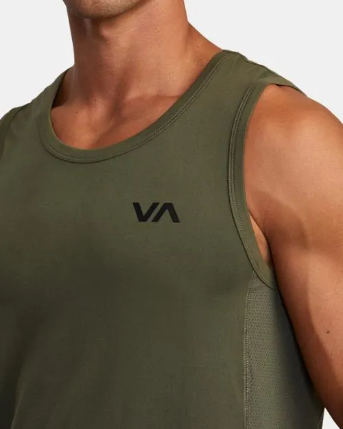 Rvca Sport Vent Tank Top Olive SportMen Tees and Tanks