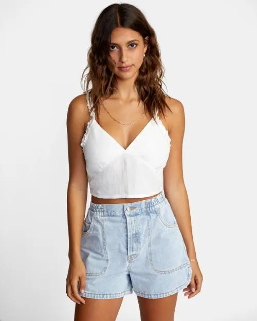 Rvca Sweetheart Cropped Tank Top Cloud Women Tops
