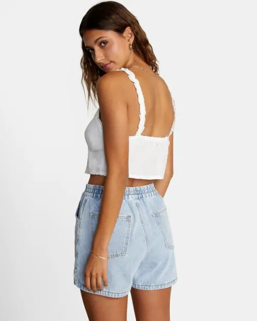Rvca Sweetheart Cropped Tank Top Cloud Women Tops