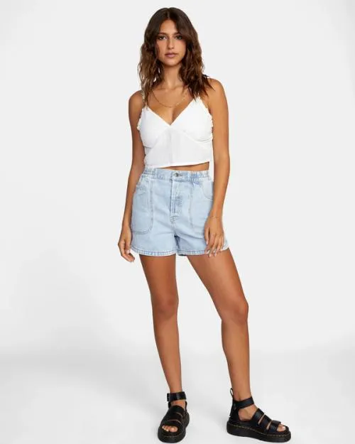Rvca Sweetheart Cropped Tank Top Cloud Women Tops