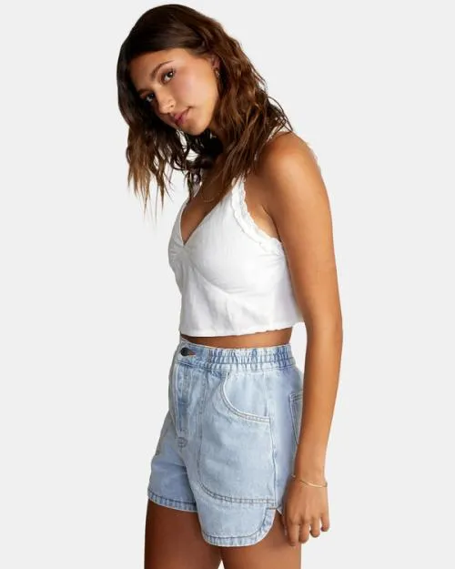Rvca Sweetheart Cropped Tank Top Cloud Women Tops