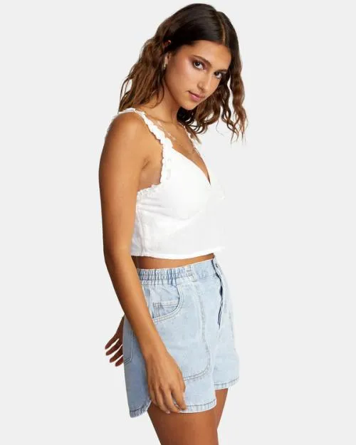 Rvca Sweetheart Cropped Tank Top Cloud Women Tops