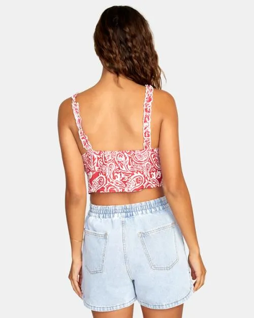 Rvca Sweetheart Cropped Tank Top Red Earth Women Tops