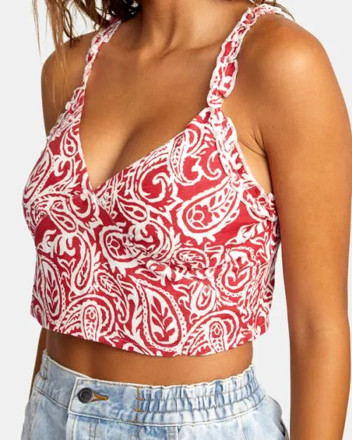 Rvca Sweetheart Cropped Tank Top Red Earth Women Tops