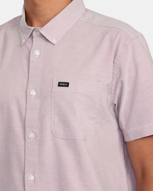 Rvca That039ll Do Stretch Short Sleeve Shirt Lavender Men Shirts and Flannels