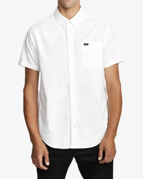 Rvca Thatll Do Stretch Short Sleeve Shirt White Men Shirts and Flannels