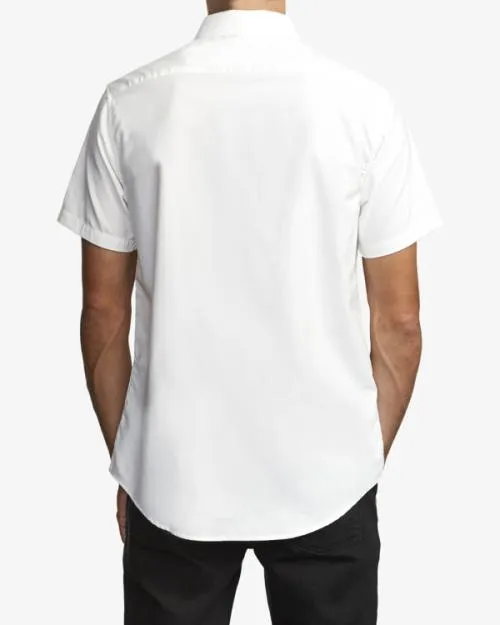 Rvca Thatll Do Stretch Short Sleeve Shirt White Men Shirts and Flannels