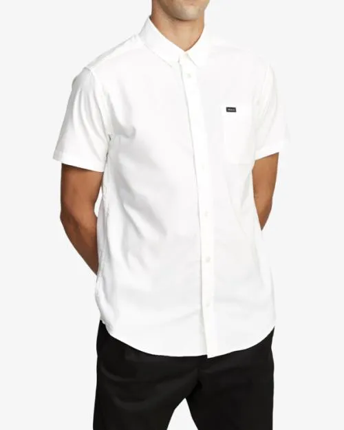 Rvca Thatll Do Stretch Short Sleeve Shirt White Men Shirts and Flannels