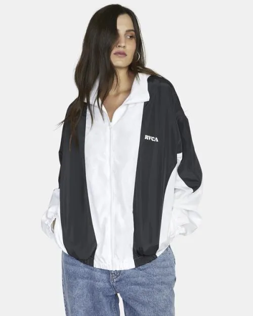 Rvca Throwback Windbreaker Jacket Blackwhite Women Jackets
