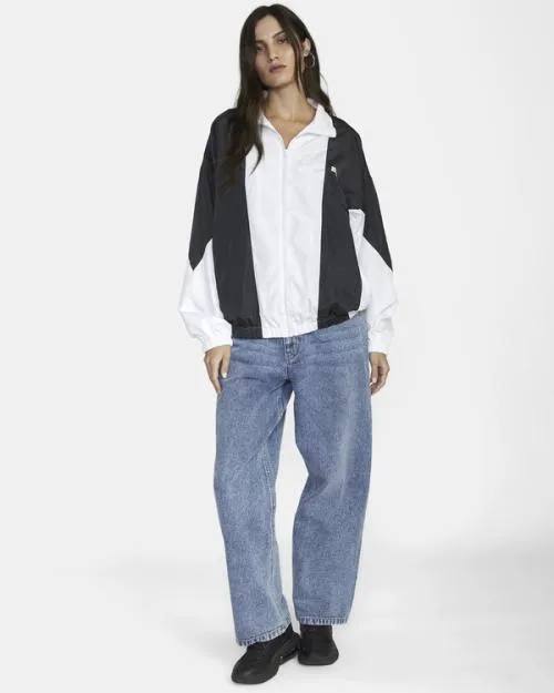 Rvca Throwback Windbreaker Jacket Blackwhite Women Jackets