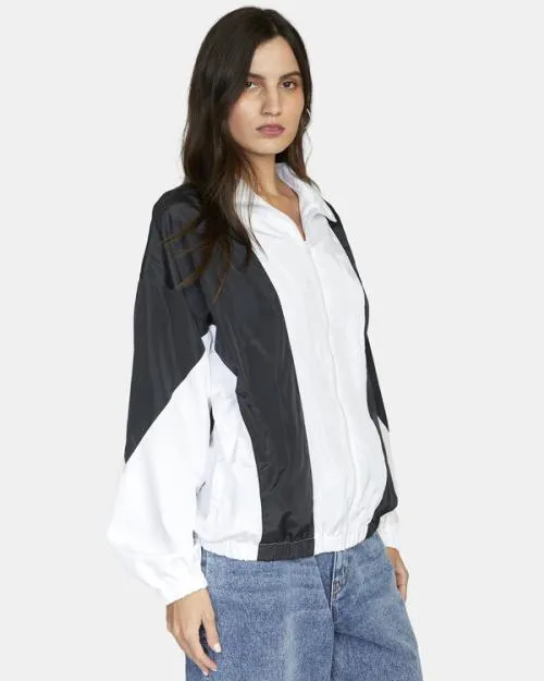 Rvca Throwback Windbreaker Jacket Blackwhite Women Jackets