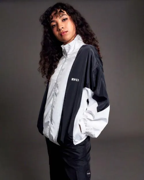 Rvca Throwback Windbreaker Jacket Blackwhite Women Jackets