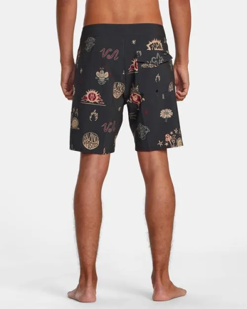 Rvca VA Pigment Print Elastic Waist Rvca Black Men Boardshorts