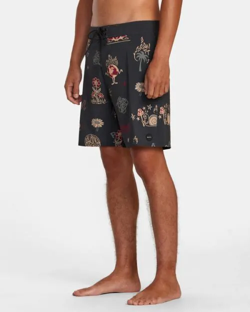 Rvca VA Pigment Print Elastic Waist Rvca Black Men Boardshorts