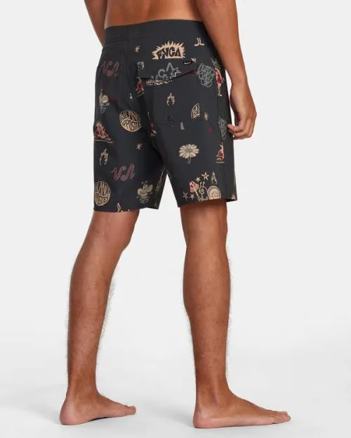Rvca VA Pigment Print Elastic Waist Rvca Black Men Boardshorts