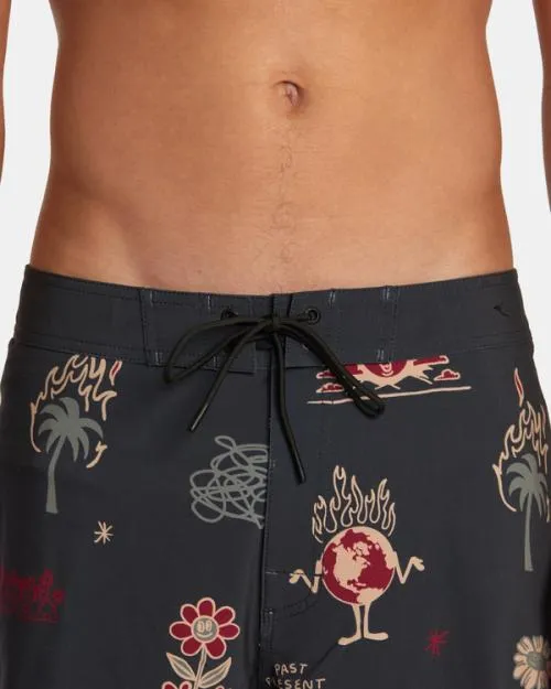 Rvca VA Pigment Print Elastic Waist Rvca Black Men Boardshorts