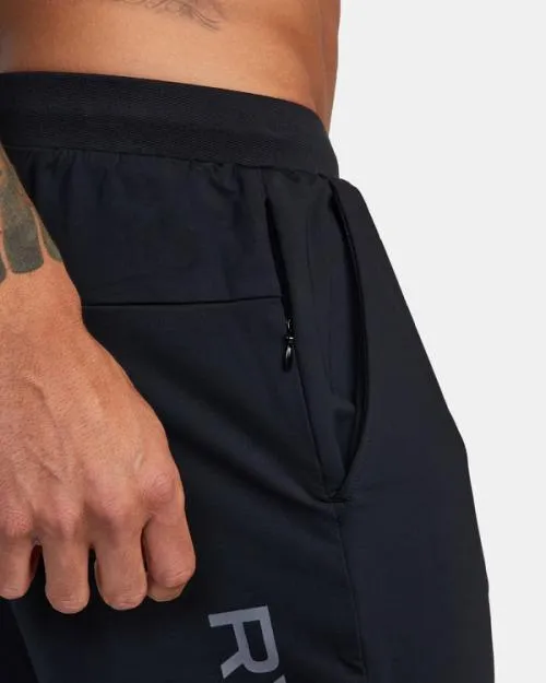 Rvca VA Sport Trainer Elastic Waist Shorts Black Men Athletic Shorts