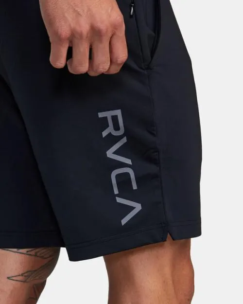 Rvca VA Sport Trainer Elastic Waist Shorts Black Men Athletic Shorts