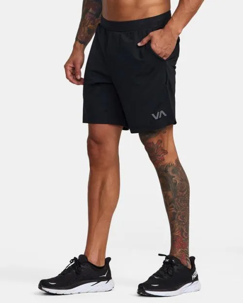 Rvca VA Sport Trainer Elastic Waist Shorts Black Men Athletic Shorts
