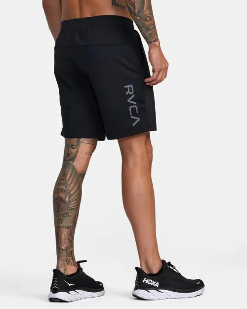 Rvca VA Sport Trainer Elastic Waist Shorts Black Men Athletic Shorts