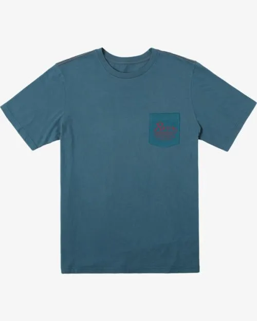 Rvca Valley Script TShirt Duck Blue Men Short Sleeves