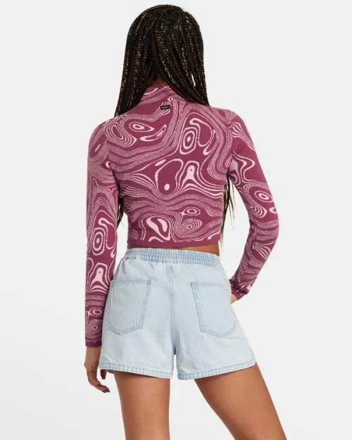 Rvca Venice Denim Shorts Bleach Wash Women Denim