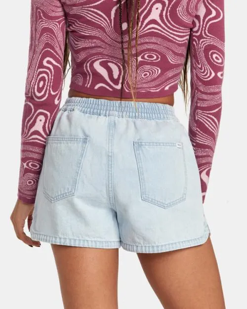 Rvca Venice Denim Shorts Bleach Wash Women Denim
