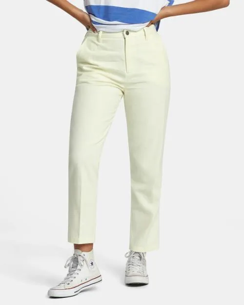 Rvca Weekend Cotton Pants Natural Women Pants